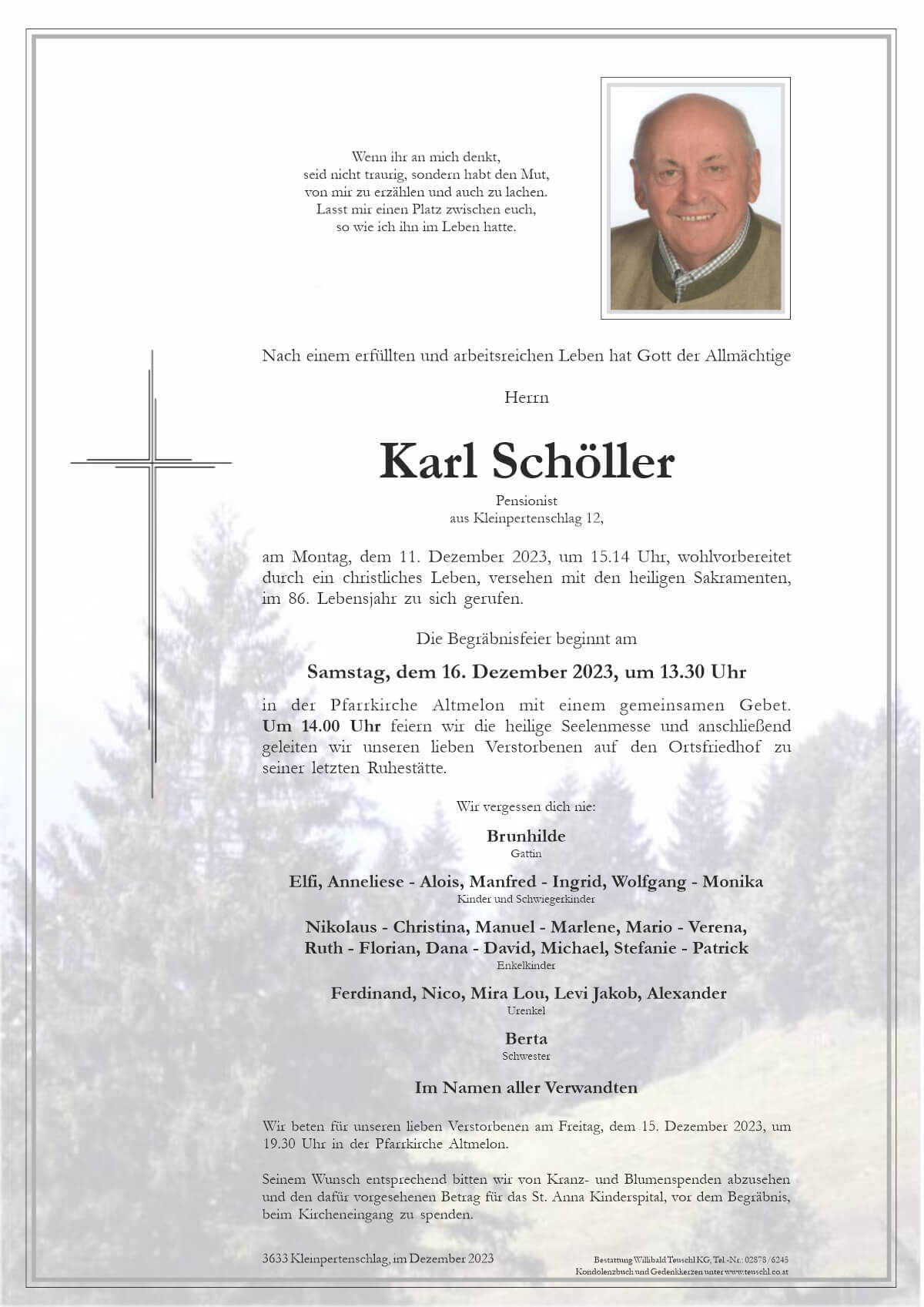 Karl Schöller - Bestattung Teuschl